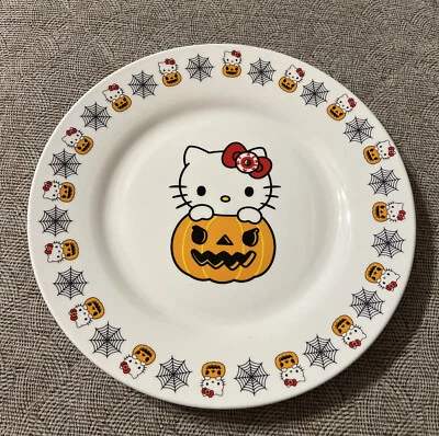 Hello Kitty  Halloween Pumpkin Spider Web Plate - Image 1 of 3