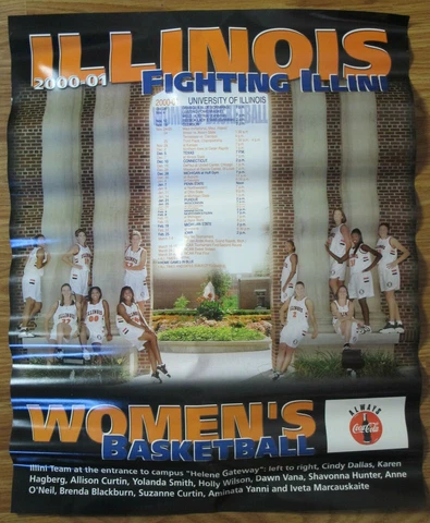 Illinois Fighting Illini Womens Basketball 2000 - 2001 Schedule Poster 22" x 17" Cover