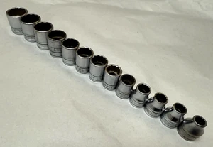 Snap-On USA 13 pc SAE 3/8" Drive Chrome Shallow Socket Set 1/4 to 7/8" 12 point - Picture 1 of 8
