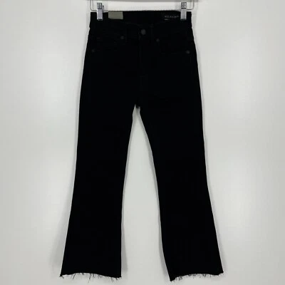 Pantalones de mezclilla Allsaints para mujer 25 negros Heidi pierna acampanada tiro alto recortados NUEVO Foto 1 de 4