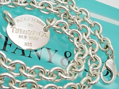 Ожерелье колье Tiffany & Co из чистого серебра с возвратом в овальную бирку звеном 18,5 дюйма - Изображение 1 из 4