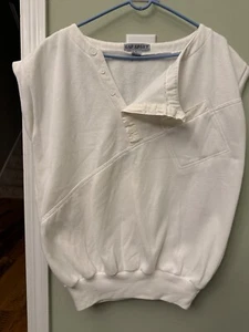 Vtg 80 90's GAP Sport USA Men White Cotton Pocket Tank Sweatshirt Muscle Large - Picture 1 of 5