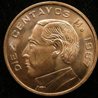 1967 Mexico 10 Centavo Bronze BU KM 433 - Image 1 of 2