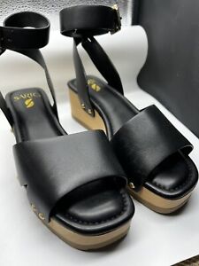 sarto Womens Size 7 M Black Platform Sandals Leathet