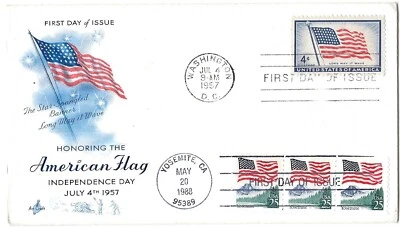 2 '57 FDCs 48 star flag SC# 1094, combo on ArtCraft, GP Airmail Cachet - Image 1 of 2