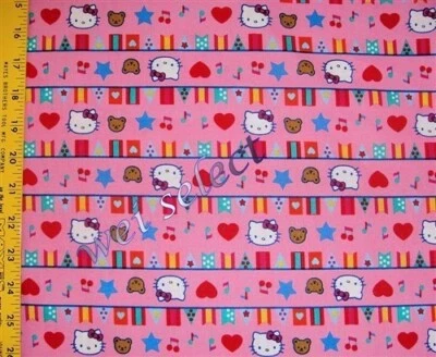 BTY Hello Kitty International Flags Light Pink Cotton Fabric By The Yard - Image 1 of 2