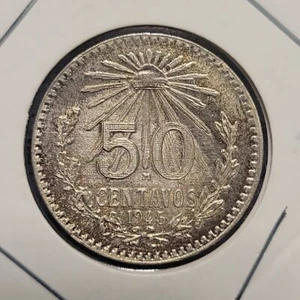 1945 mexico 50 centavos BU+++ Silver - Picture 1 of 2