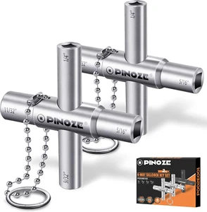 4 Way Sillcock Water Key, 1/4", 9/32", 5/16", 11/32", 2-Pack Steel Multi-Functio - Picture 1 of 12
