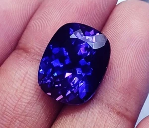 16.90 Ct Prince Cut Natural Purple Tanzanite Cushion Loose Gemstones Certified - Picture 1 of 8
