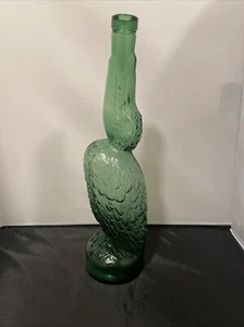 RARE Vintage Green Glass Bottle Decanter "Pelican" Italy 15" Tall EUC No Stopper - Picture 1 of 12