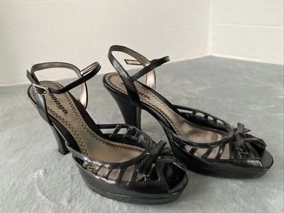 Bongo High Heels Pumps Stilettos Sz 8 Black Open Toe Strappy - Image 1 of 4