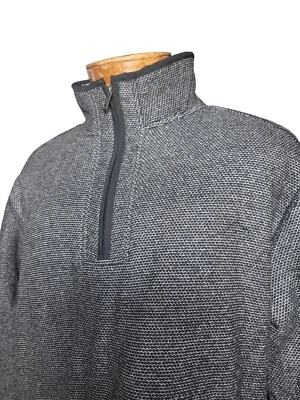 Orvis Mens Size L Grey 1/4 Zip Pullover Sherpa Lined Pocket Sweater 1526440 BG - Image 1 of 4