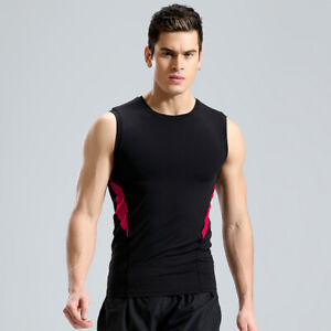 Men's Sleeveless Vest Gym Suit Training Tight Breathable Running Quick Dry Vest