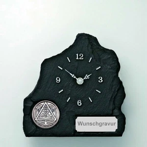 Tisch-Uhr Schiefer-Look Auszeichnung Zimmermann Zunft mit Wunsch-Gravur! - Bild 1 von 1