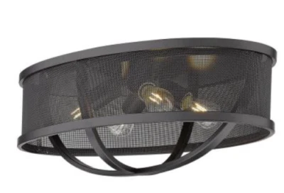 Lámpara de montaje empotrado industrial enjaulada Golden Lighting 3167-FM24 BLK-BLK Foto 1 de 4