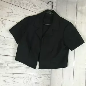 Damenbluse/Top kurzärmelig vorne offen schwarz - Marken- & Größenetikett wurde entfernt - Bild 1 von 3