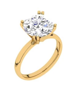 VVS F 4.0/5.0/6.0/7.0 Ct Lab Grown Solitaire Round Diamond Ring 14K Solid Gold - Picture 1 of 14
