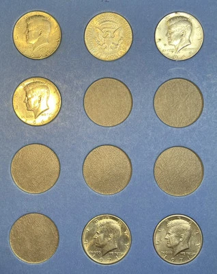 1964 - 1984 Kennedy Half Dollar 50 Cents Whitman Tri-Folder 14 Coin Lot 4 Silver - Image 1 of 4