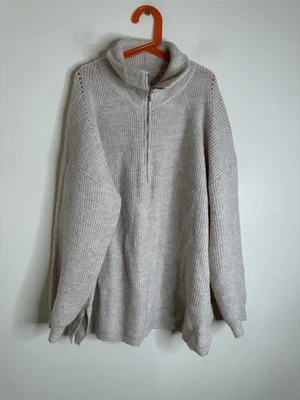 Cosy Jumper Size Large 1/4 Zip  Knit Beige Camel Womens Knitted Cottage Warm - Image 1 of 4