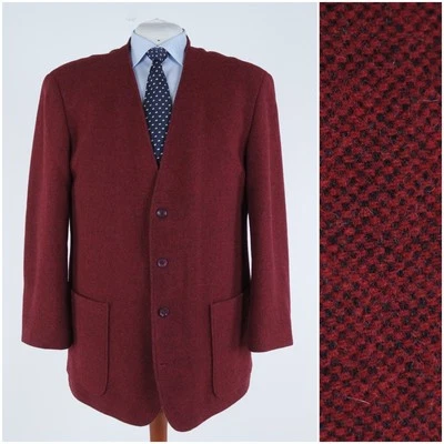 Mens Collarless Sport Coat 48S US Size ENGBERS Red Wool Blazer Jacket - Image 1 of 4
