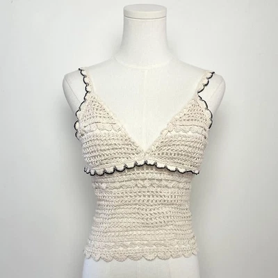 Camiseta sin mangas Forever 21 tejida a ganchillo Boho Cottagecore Coquette Festival talla M Foto 1 de 4