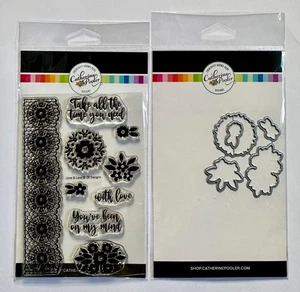 Catherine Pooler - LOVE & LACE Stamp & Die Set, New - Picture 1 of 7