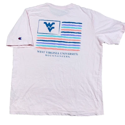 Camisa West Virginia Mountaineers Adulto XL Rosa Bolsillo Camiseta Bandera Americana Preppy Foto 1 de 4