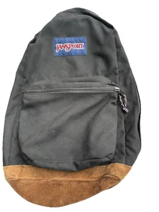 Mochila Jansport - Negra con parte inferior de cuero de gamuza - Bolsa para libros - Kit de gimnasio - 12” X 20” de viaje - Imagen 1 de 6