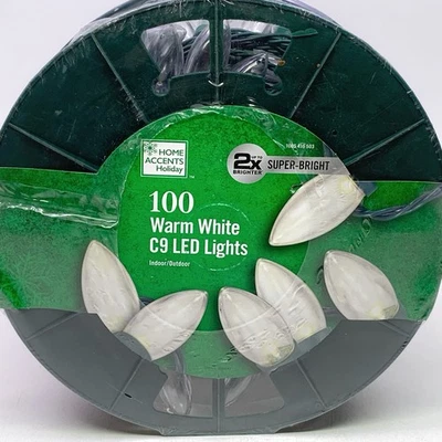 Home Accents 100 Warm White Smooth Super Bright C9 LED String Lights 65' Long - Image 1 of 4