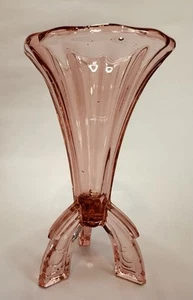 Rosice 1930’s 3 Leg Rosaline Pink Vase Czechoslovakia 6.25” Rare Vase - Picture 1 of 6