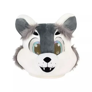 [01864875] Spirit Halloween Gray Wolf Furry Mask One Size Fits Most - Picture 1 of 4