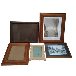 Lote de trabajo de 5 marcos de fotos de madera madera medianos pequeños - Imagen 1 de 7