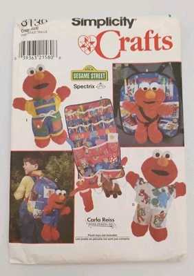 Simplicity Pattern 8139 Craft Sesame Street ELMO Clothes Wall Organizer Backpack - Image 1 of 3