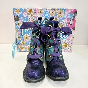 Irregular Choice Heel Boots UK 7.5 Purple Gold 'Quick Getaway' Boxed RMF-FPL18 - Picture 1 of 8