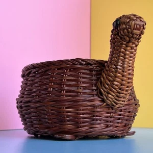 Vintage Loch Ness Monster Decor Wicker Basket for Planters Trinkets Keys & More - Picture 1 of 20
