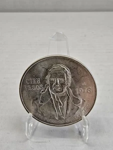 1978 MEXICO Cien 100 Pesos Morelos PLATA PURA 20 Gr LEY .720 Pure SILVER BU /AU - Picture 1 of 3