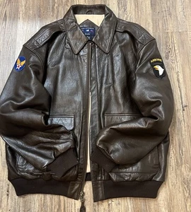 Type A-2 Leather Flyers Bomber Jacket Brown XL Army Air Forces Airborne J-781 - Picture 1 of 18