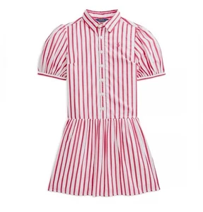 Ralph Lauren Pink and White Striped Poplin Cotton Shirt Dress Size 4t - Picture 1 of 10