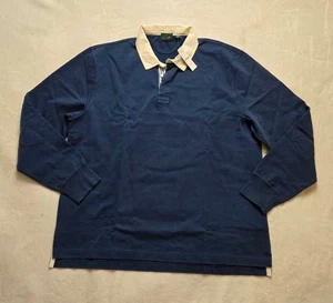 New  J Crew rugby longsleeve polo shirt with striped placket in Blue - Picture 1 of 9