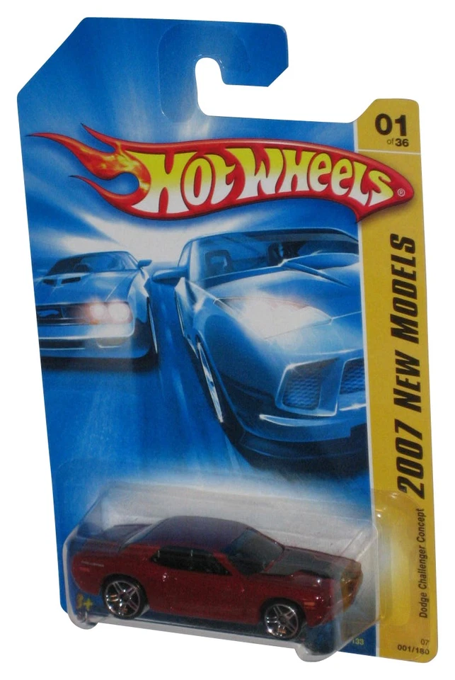 Hot Wheels 2007 New Models 1/36 Dodge Challenger Concept Red Toy Car 001/180 - Image 1 of 1