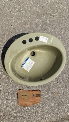 Pia de banho oval vintage verde abacate NOS Kohler RETRO MEADOS DO SÉCULO MODERNA - Imagem 1 de 4