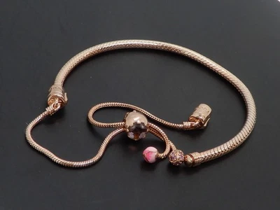 Pandora Moments Peach Blossom Flower Snake Chain Slider Bracelet 588093NCCMX-2 - Image 1 of 4