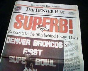 Best DENVER BRONCOS John Elway Terrell Davis Super Bowl XXXII 1998 CO Newspaper - Picture 1 of 15