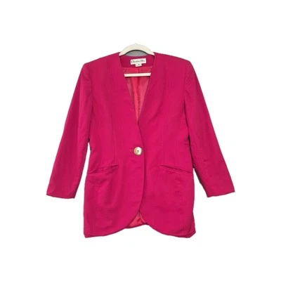 De Colección Christian Dior Rosa Falda Traje Blazer Traje Eléctrico Botón Dorado 10 Hecho en EE. UU. Foto 1 de 4