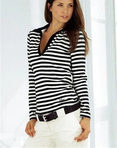 ¡NUEVO CASUAL LARGO! CAMISA POLO ANILLO TALLA 32/34 BOYSEN ́s negro lana blanco *748481 - Imagen 1 de 1