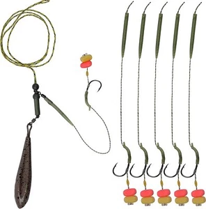 Carp Fishing Hair Rigs Kit Boilies Fishing Rigs with Sinker Corn Bait Curve Hook - Picture 1 of 7