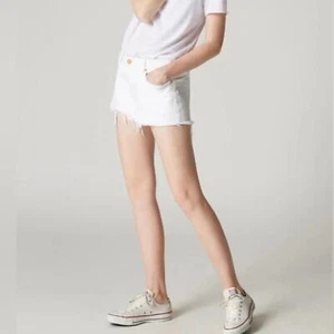 BLANK NYC Denim Shorts Girl's Size 12 White The Mini Astor High Rise Raw Hem NWT - Picture 1 of 8