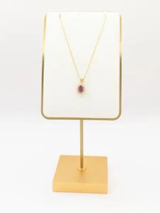 Ruby Diamond & Stone Necklace 12 Diamonds .24 Carat T.W. 14K Yellow Gold 2.54g - Picture 1 of 11