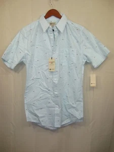 NUEVO CON ETIQUETAS Camisa Haggar Para Hombre Estampado de Tiburón Aqua Manga Corta Botón Delantero - Imagen 1 de 5