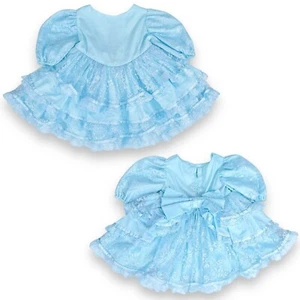 Vintage Girls Sweet Blue Full Circle Ruffle Lace Pageant Party Dress 2T / 3T - Picture 1 of 12
